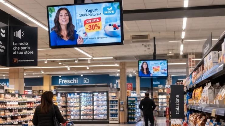 Radiovisione in un supermercato